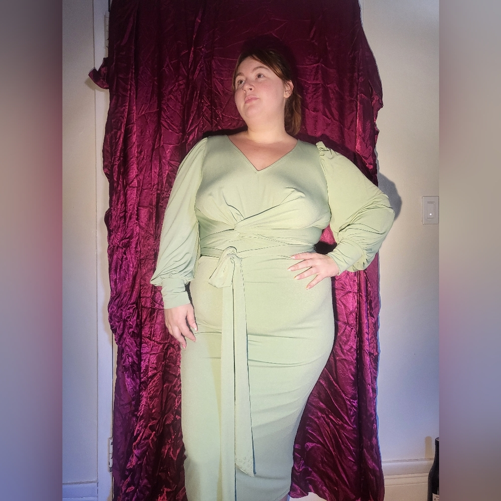 plus size green eloquii wrap dress